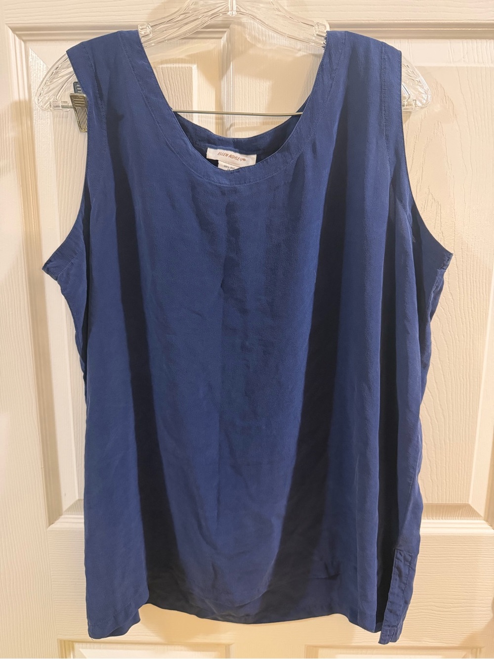 Relaxed 100% Silk Scoop Neck Tank Top in Deep Blue by Ellen Ashley